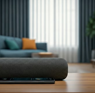 Modern living room with smart speaker