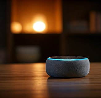Echo Dot in cozy living room