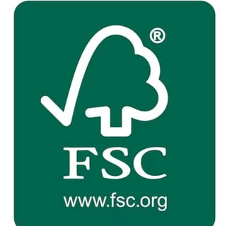 Znak FCS. Ikona drzewa na zielonym tle. Na dole adres strony WWW.FCS.ORG