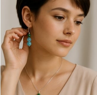 Boucles d'oreilles en pierres naturelles: agate bleue et lapis lazuli