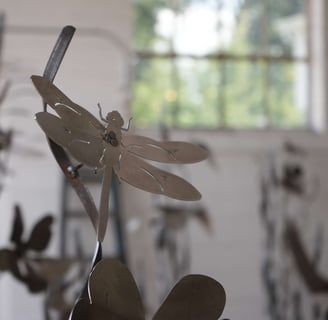 metal sculpture of a dragonfly. Wisconsin Wrought Iron