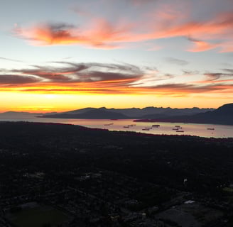 amazing sunset in english bay Vancouver BC shot via drone www.raincitydrones.com