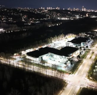 a cityscape of a city at night