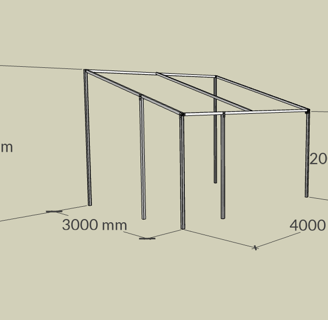 PVCFAB aluminium pergola lean to frame 4m by 3m