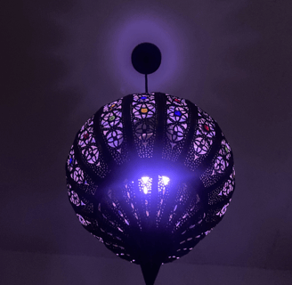 arabian lamp shining blue purple light