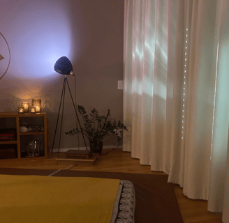 interior with massage mat and candles