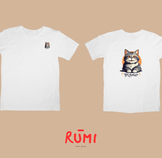 kaos pendek desain kucing lucu dari brand rumikidswear kaos keren