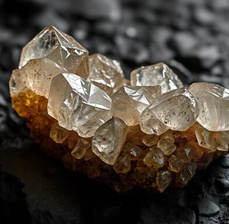 a piece of crystal quartzite on a rock