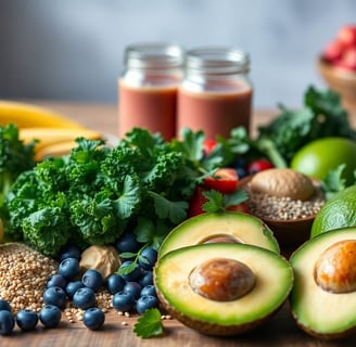 a variety of fruits and vegetables on a table