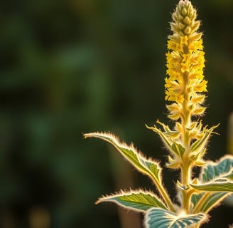 a plant with a yellow flower in the middle of it