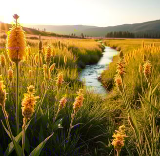 a stream of water running through a field