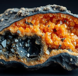 a piece of rock art with crystals and crystals