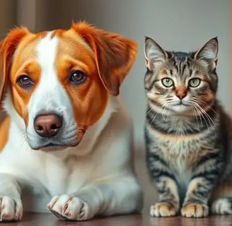 a dog and a cat waiting