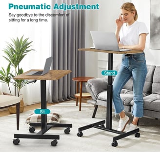 Mobile Rolling Standing Desk - Office desk with Wheels, Adjustable Work Table
