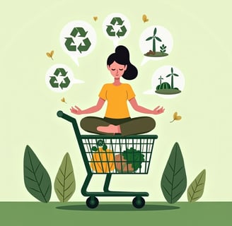a woman sitting in a shopping carton with a shopping carton