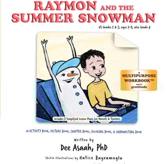 a boy in a yellow shirt and his snowman friend