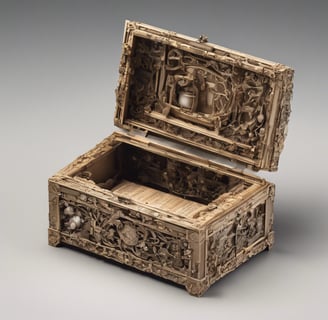 a decorative box with a wooden box inside