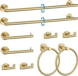 a set of four different types of bathroom accessories