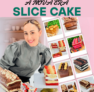 Curso de confeitaria fatia de bolo A Nova Era Slice Cake com Marrara Bortoloti online completo vídeo aulas passo a passo