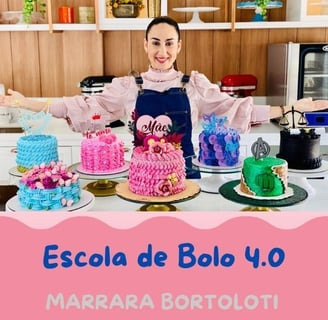 Escola de Bolo 4.0 - 4 em 1 by Marrara Bortoloti Curso completo de confeitaria com video aulas passo a passo para fazer renda