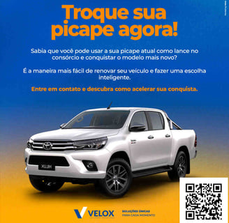 Caminhonete Pick Up Hilux Branca comprada através do Consórcio de carros da Velox Financeira Palhoça