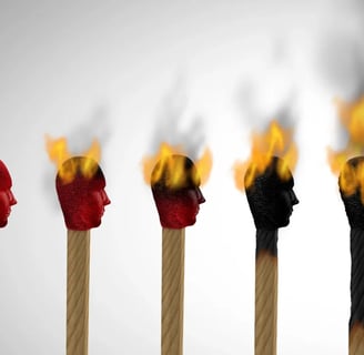Image of 5 head looking matches burning
