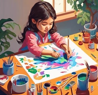 flat lay photography of paintings