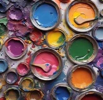 a close up of a painting with lots of bubbles