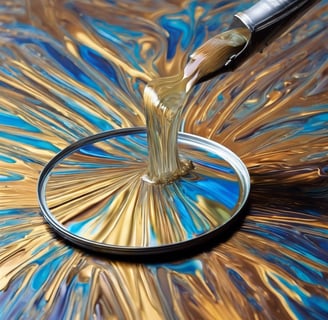 a close up of a painting with lots of bubbles