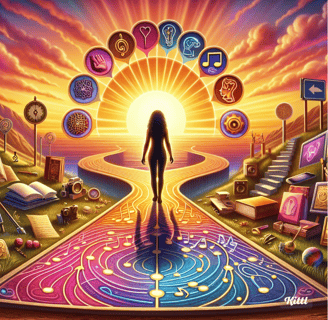a woman standing in front of a colorful painting. "Think Like a Monk: Train Your Mind for Peace and 