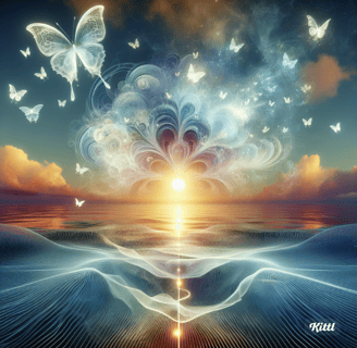 a beautiful sunset with a beautiful sky and butterflies. "Think Like a Monk: Train Your Mind for Pea
