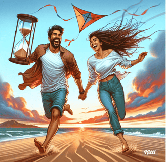 man and woman running on the beach. "Think Like a Monk: Train Your Mind for Peace and Purpose" by Ja