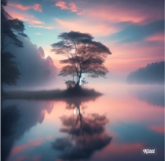 tree in the middle of a lake. "Think Like a Monk: Train Your Mind for Peace and Purpose" by Jay Shet