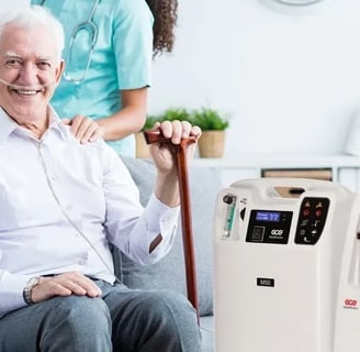 a man using oxygen concentrator