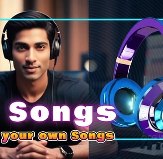 a man with headphones and headphones with the words all songs create your own