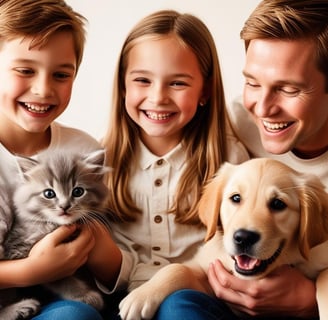a man and two children sitting on a couch