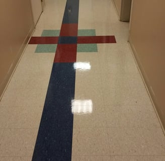 "Wax Tile Floors in Daytona Beach at a small office by TEC Floor Services."