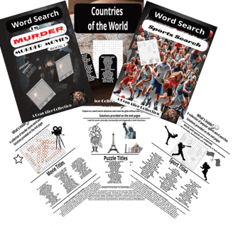 word search murder sports countries