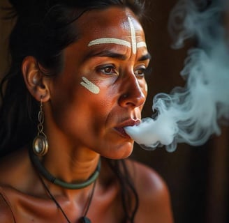 Ritual de Tabaco, mujer fumando.