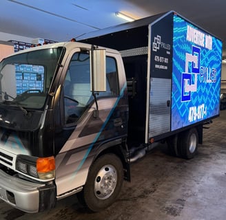 Finished truck with lit Led board