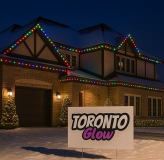 Celebright permanent Christmas lights installed by Toronto Glow on a GTA home at night