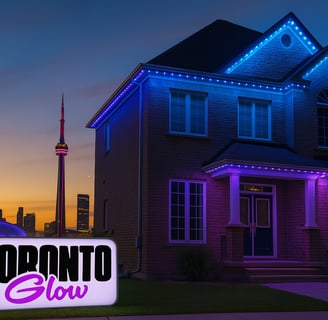 Evening view of Toronto home with Celebright lights installed by Toronto Glow
