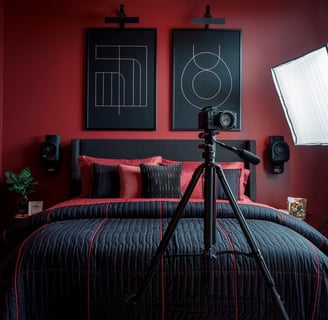 a camera and a tripod with a tripodic camera