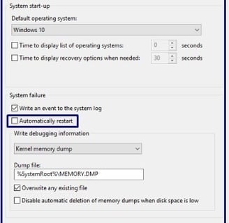 screenshot show automatically restart