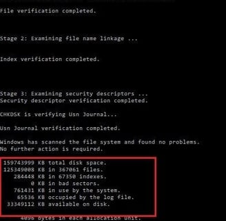 chkdsk command in command prompt
