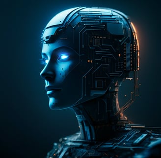 a head as a mix of human and AI