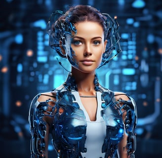 Mix of a female Human and AI
