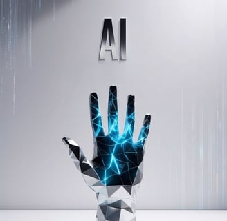 AI hand under a text saying "AI"