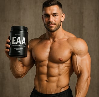 a man holding a bottle of eaa