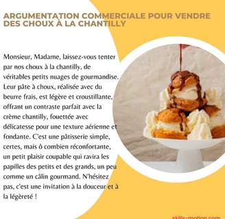 Exemple argumentation commerciale choux chantilly